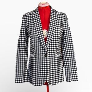 J. Crew Dark Navy and White Gingham Parke Blazer Size 00